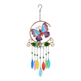 Accent Plus Glass Leaves Colorful Wind Chimes - Butterfly