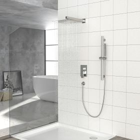 12" Rain Shower Head Systems ; with 26.18 inch Adjustable Angle Slide Bar; Brushed Nickel; Wall Mounted shower