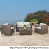 Venice 4pc Outdoor Wicker Sofa Set Brown+Ceramic Grey