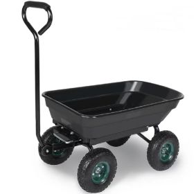 Garden Dump Cart;  Outdoor Cart with 10'' Pneumatic Rubber Tires;  440-Lbs & 660-Lbs Capacity;  Blackâ€šÃ„Â¶ (size: 33.50" x 18.50" x 32.00")