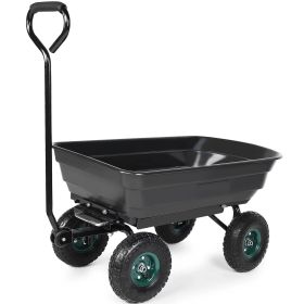 Garden Dump Cart;  Outdoor Cart with 10'' Pneumatic Rubber Tires;  440-Lbs & 660-Lbs Capacity;  Blackâ€šÃ„Â¶ (size: 37.40" x 18.50" x 32.00")