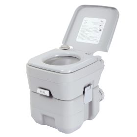5.3 Gallon 20L Flush Outdoor Indoor Travel Camping Portable Toilet for Car;  Boat;  Caravan;  Campsite;  Hospital (Color: gray)